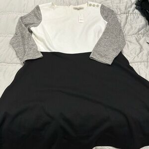 Loft 16 Black White Grey Dress NWT